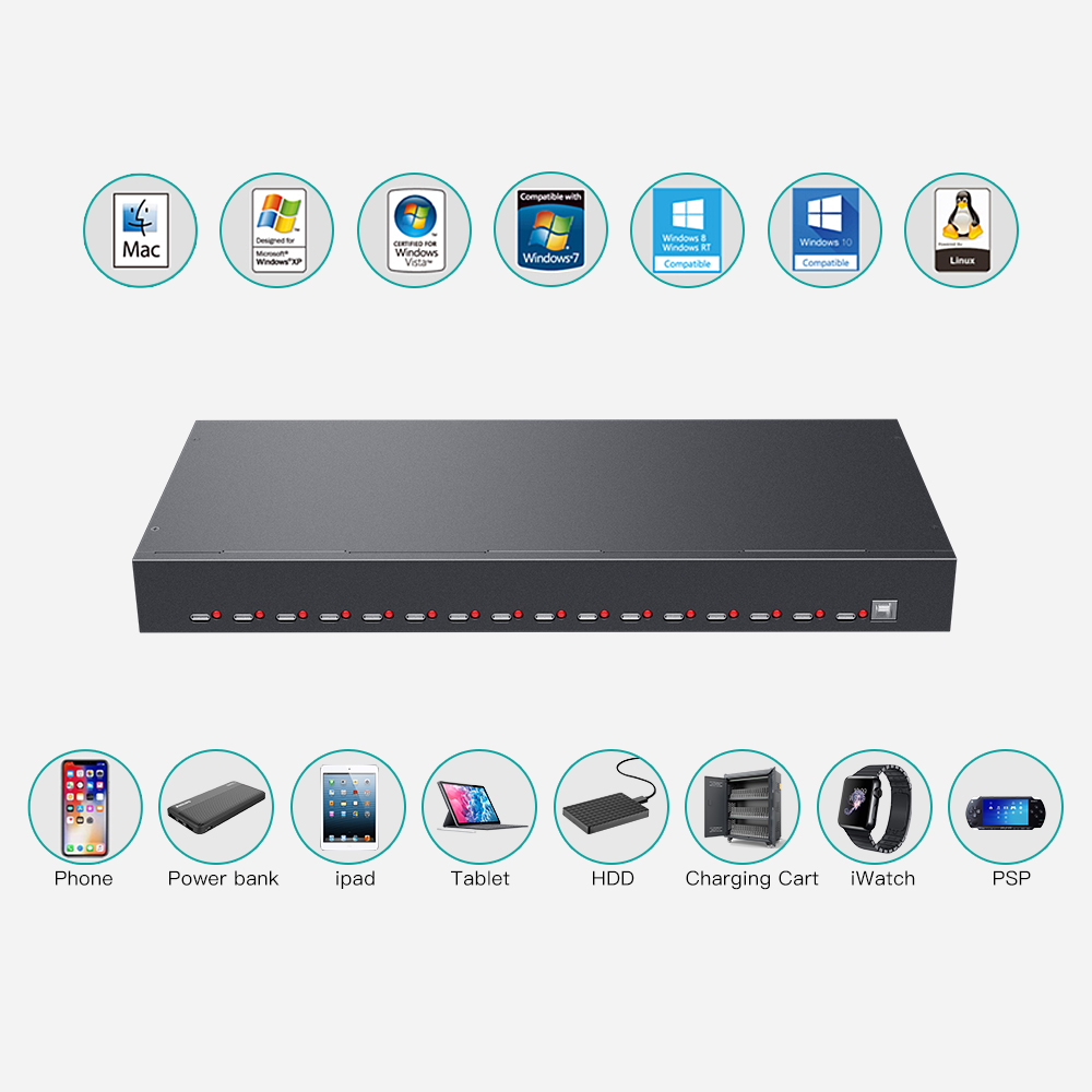 16-Port USB-C Rack Mount Hub Supplies for Reliable Charging - Sipolar