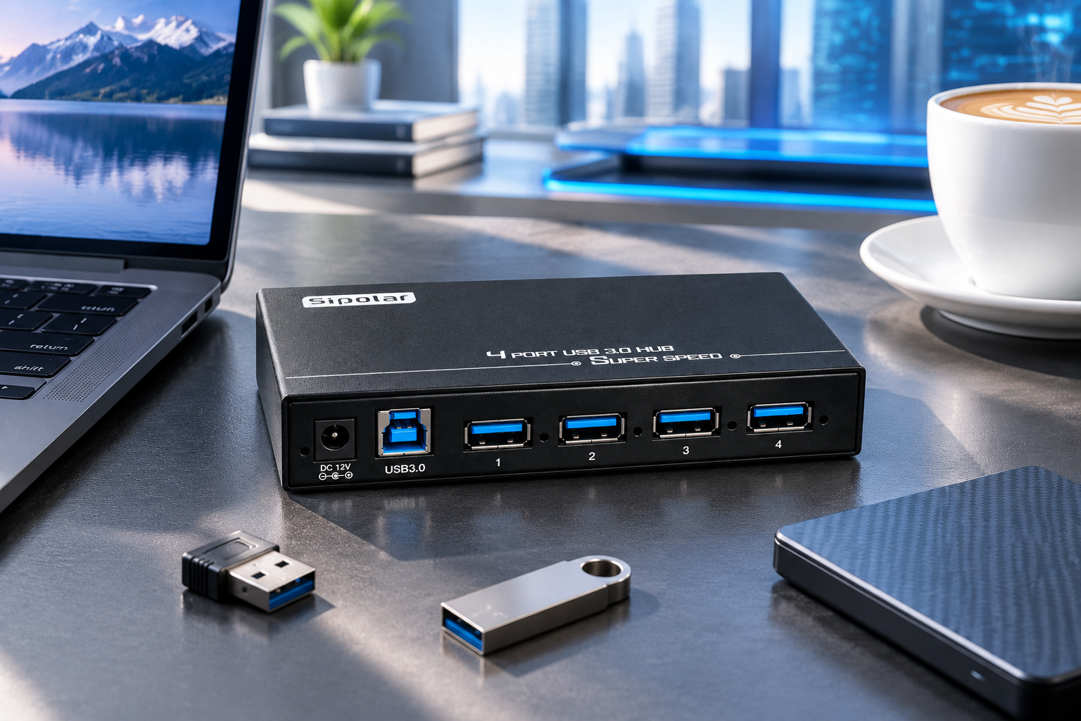 USB hub side view