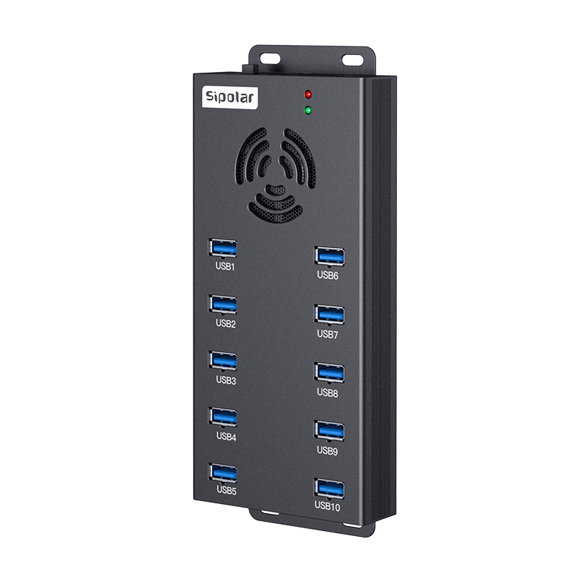 Sipolar industrial USB hub with metal enclosure and wall-mounting
