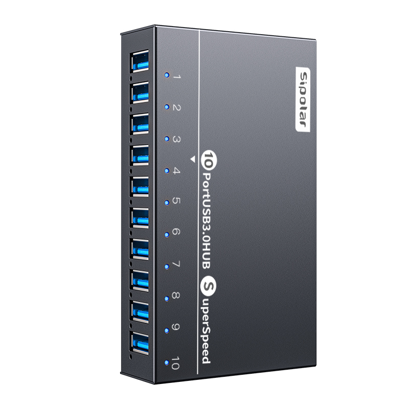 10-port USB 3.0 industrial hub with aluminum enclosure