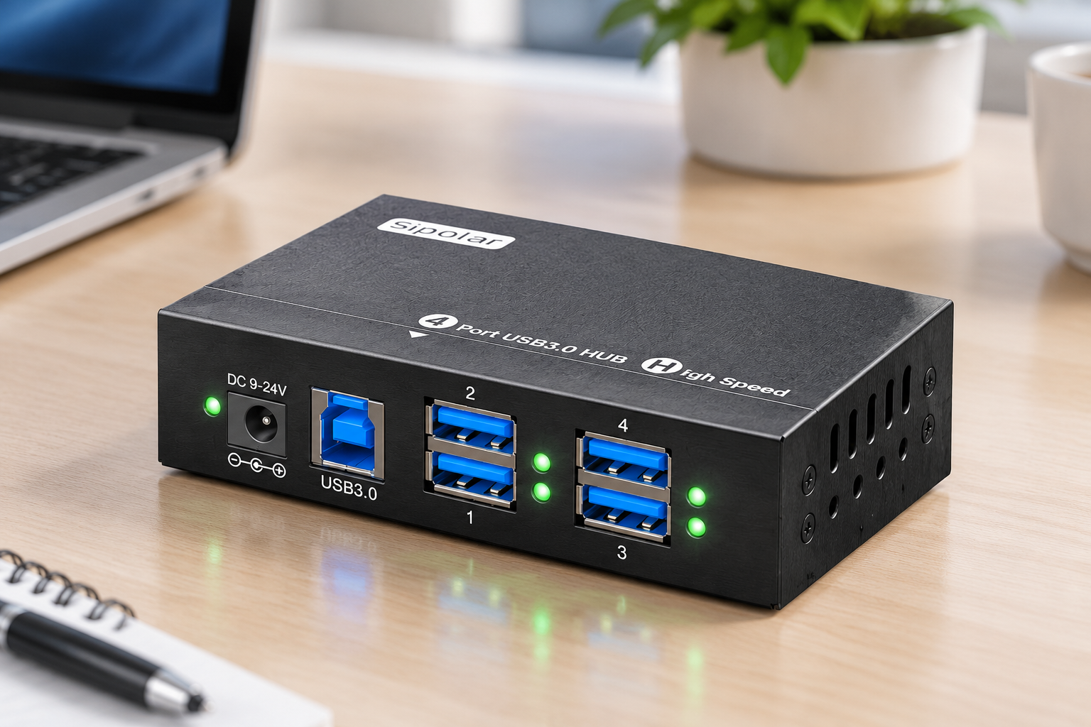 DIN-rail mounted industrial USB hub