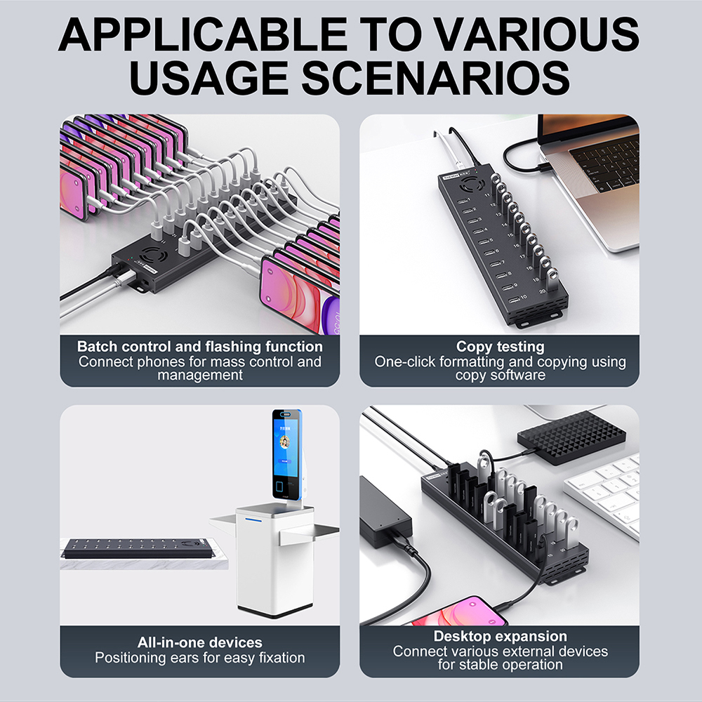 A-805P 20-port hub for phone refurbishing